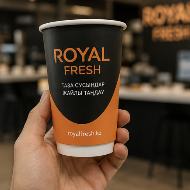 Royal Fresh cup branding